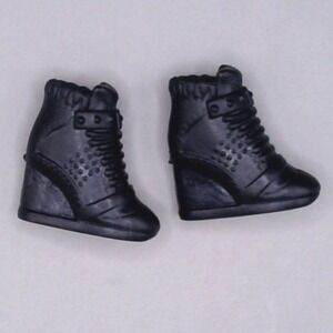Barbie Black Wedge Sneakers Y2K Studded Platform High Top Doll Shoes